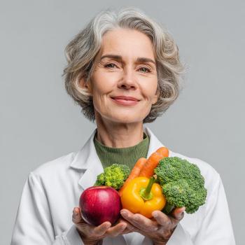 Активна літня людина з здоровою їжею